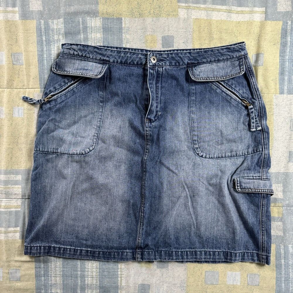 Moving On Denim Blue Pocketed Casual Women's Skirt Sz 18W Style# 342062